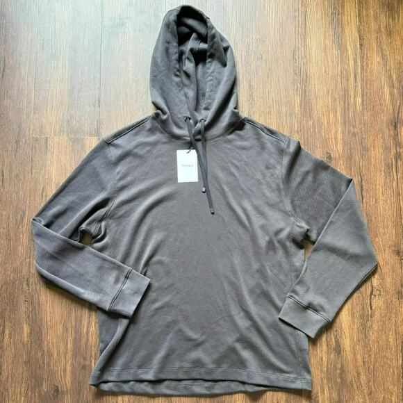 Theory Delroy Hood Jacquard Knit Hoodie Charcoal Gray XL NWT - Picture 2 of 7